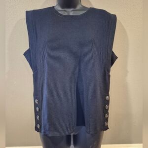 White House Black Market Black Muscle Tee with Button Accents